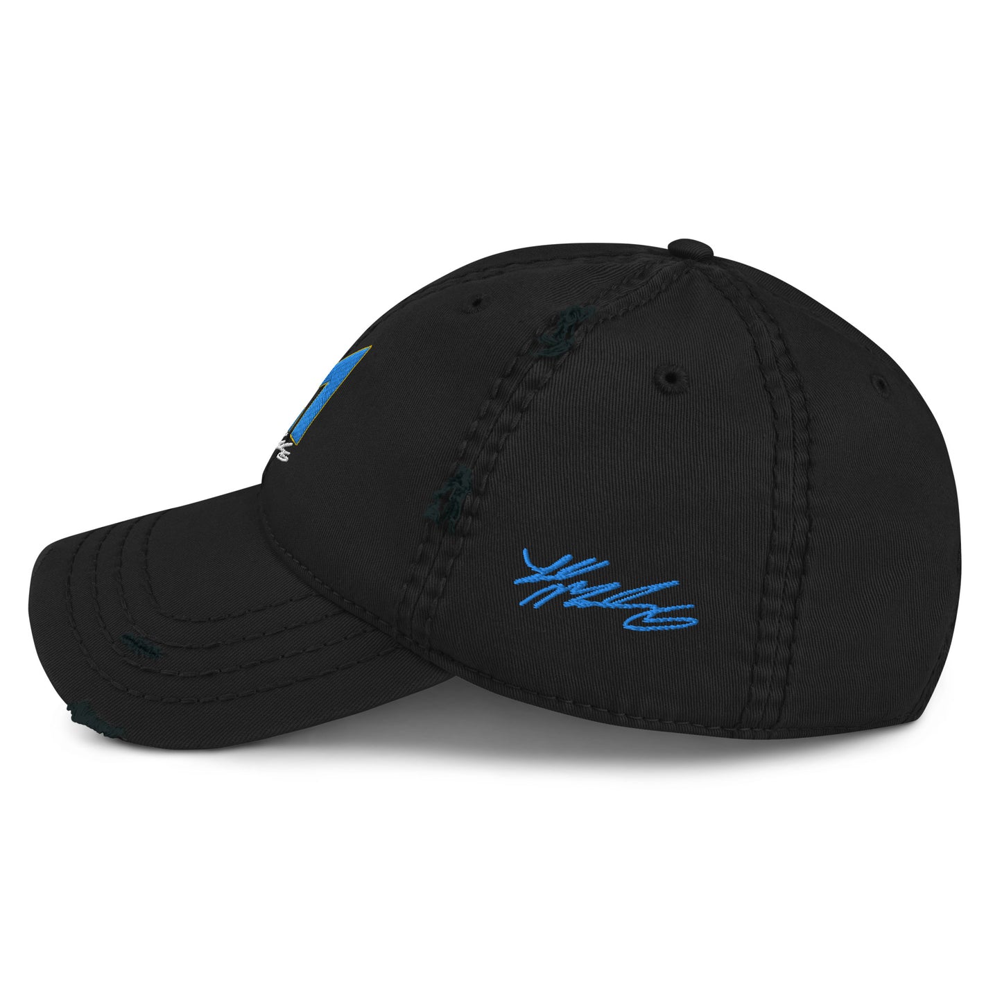Embroidered Brand Logo Ripped Hat